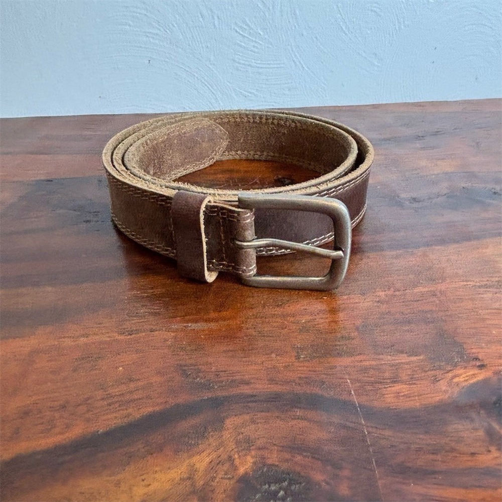 VATAN Men's Belt Size 36 Brown‎ Casual Classic Brushed Metal Buckle